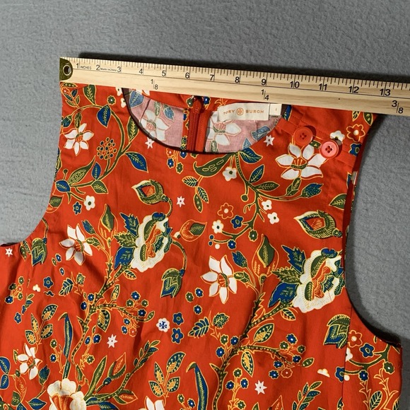 Tory Burch Dayton Samba Batik FlowerCotton Sleeveless Top Size 4 - Picture 5 of 10